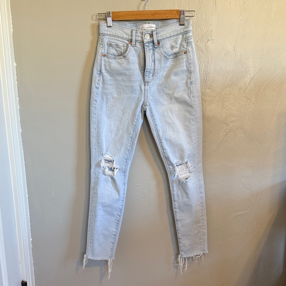 LOFT light wash high waist skinny ankle